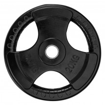 Набор черных обрезиненных дисков с 3-мя хватами Voitto 20 кг (4 шт)